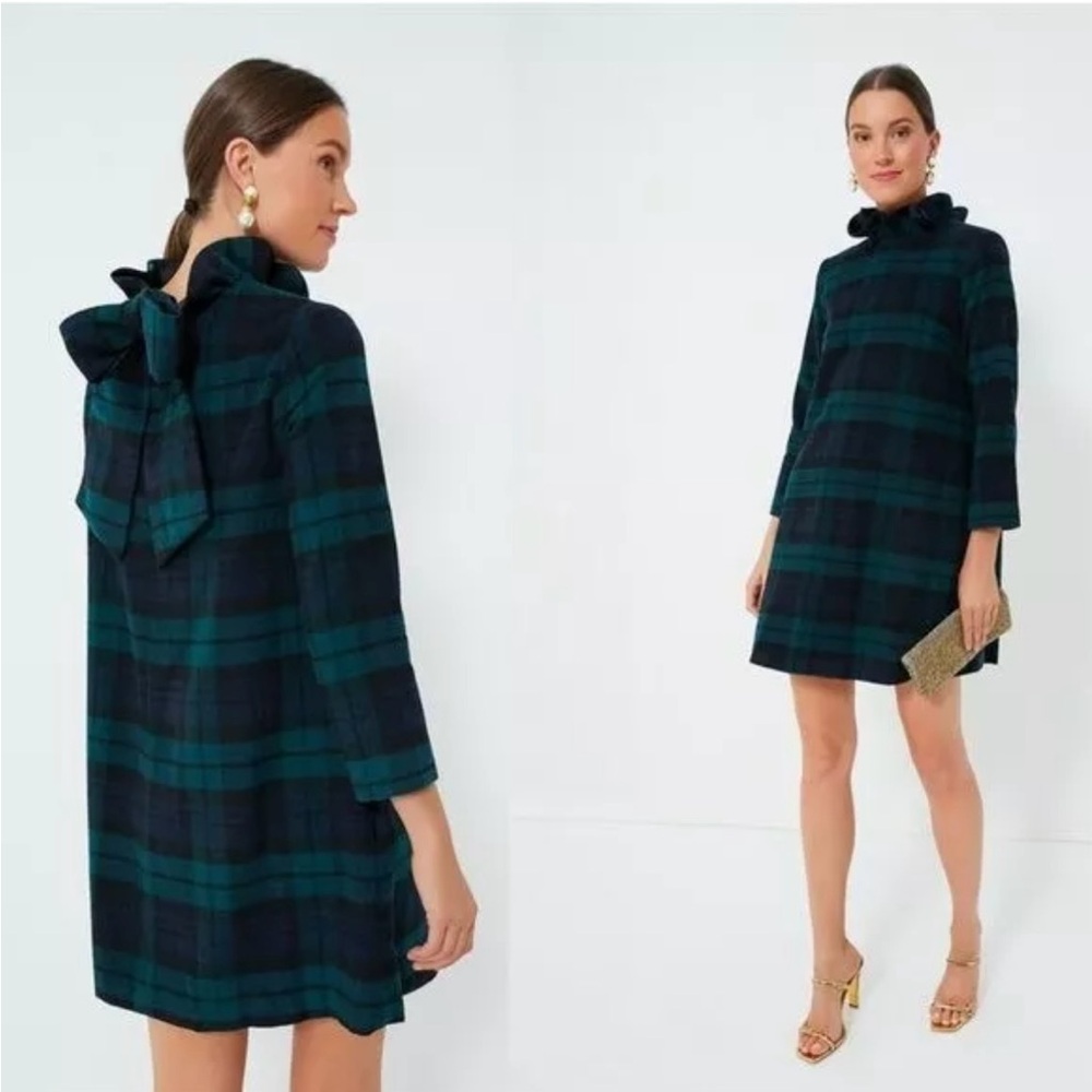 Tuckernuck Blackwatch Plaid Daphne Dress Medium Bow